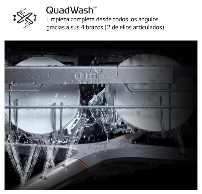 LG DF141FW, lavavajillas 60 centímetros, 14L, con función QuadWash Direct Drive, blanco, clase D