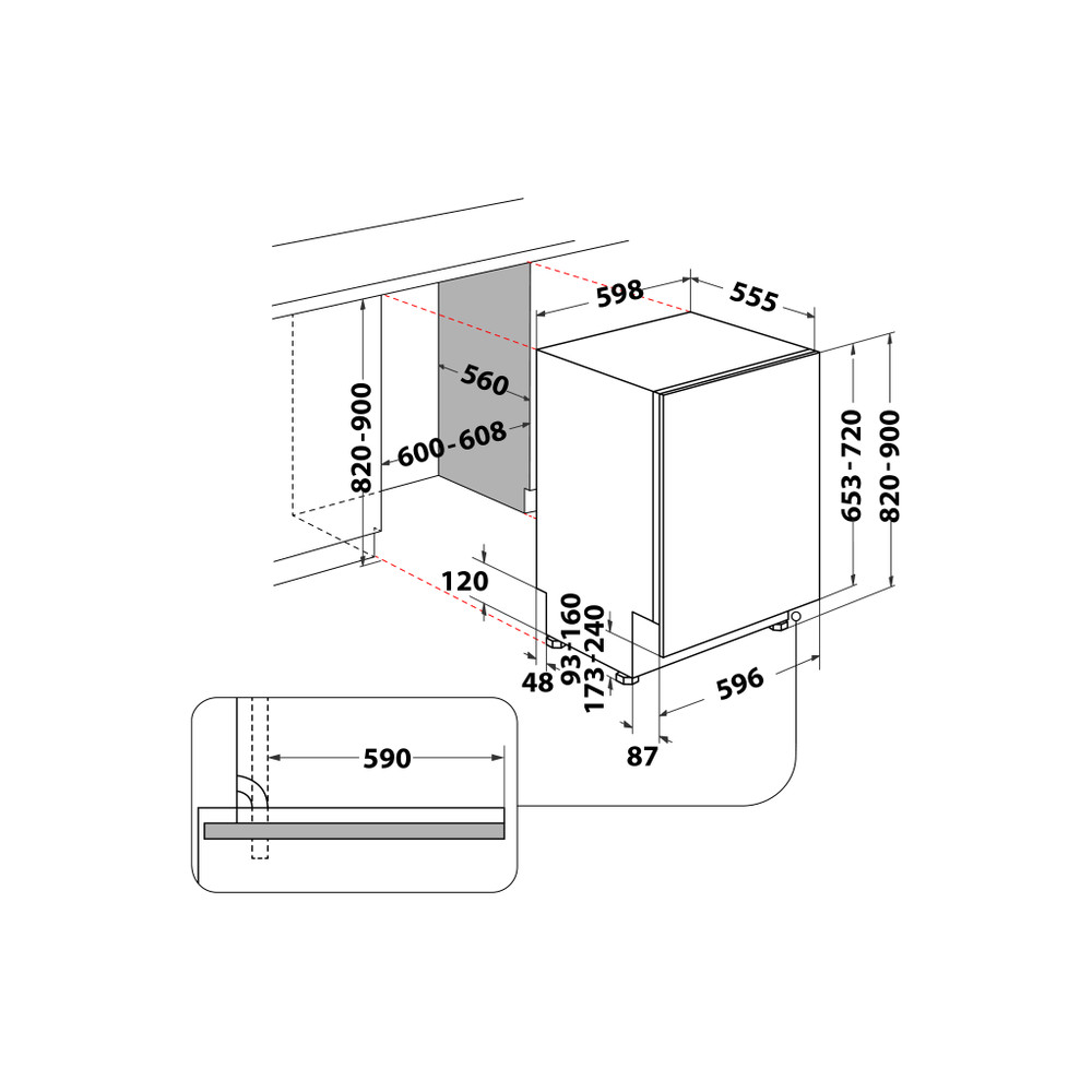 Lavavajillas integrable - Whirlpool WRIC 3C26, 14 servicios, 8 programas, 60 cm, Pantalla LCD, Inox