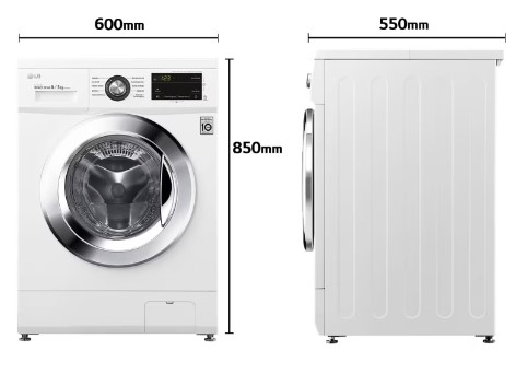 LG F4J3TM5WD, lavadora secadora Inverter Direct Drive, 8/5kg, 1400rpm, blanco, serie 100, clase D/E