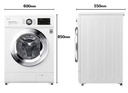 LG F4J3TM5WD, lavadora secadora Inverter Direct Drive, 8/5kg, 1400rpm, blanco, serie 100, clase D/E