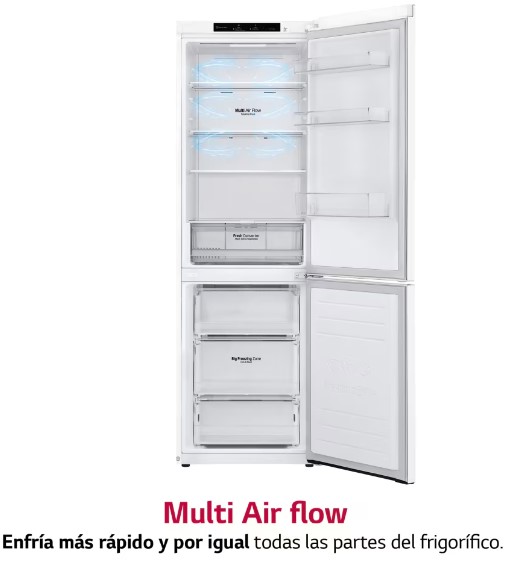 LG GBP61SWPGN, frigorífico combinado, 1,86 x 60cm, 375l, blanco serie p-600 clase D