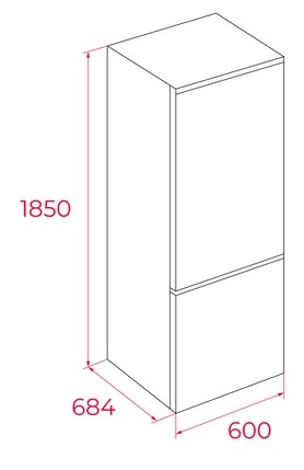 Teka RBF 3450, frigorífico combinado, cristal blanco, NoFrost, 185x60cm, clase D