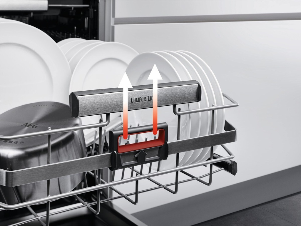 AEG FFB83816PM, lavavajillas, serie 9000, AirDry, 3 bandejas ComFortLift, inox, clase D