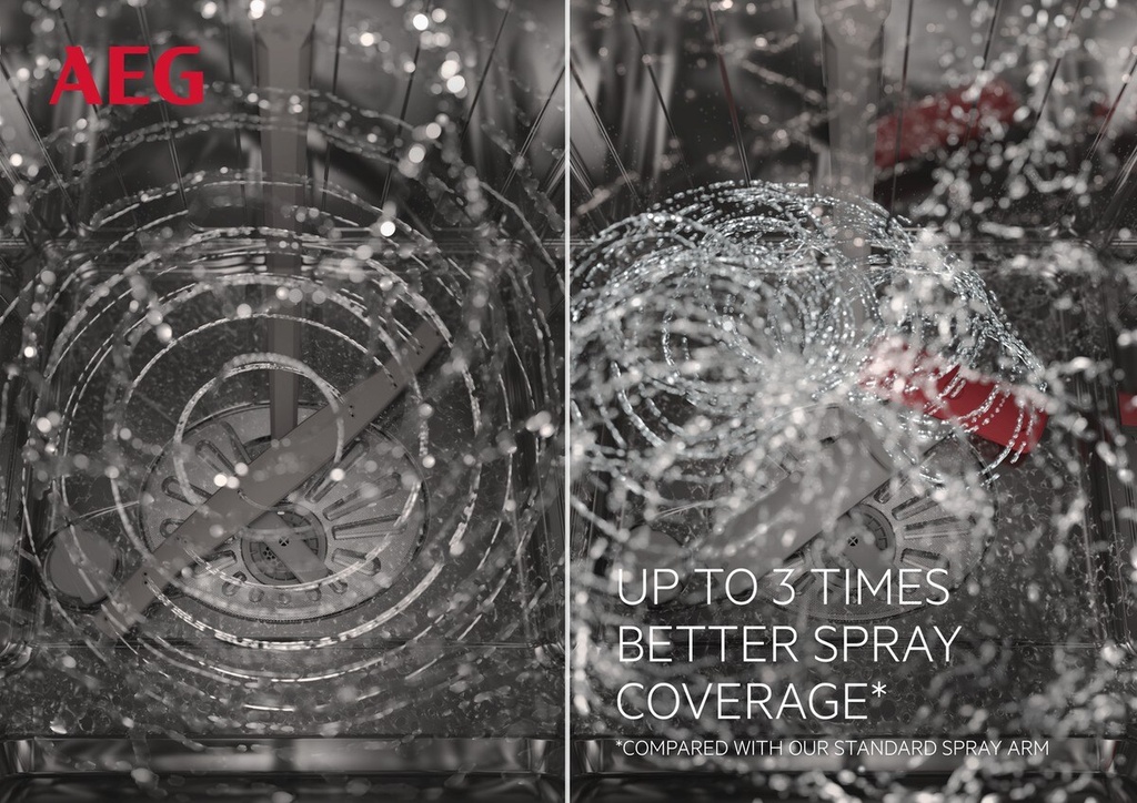 AEG FFB83816PM, lavavajillas, serie 9000, AirDry, 3 bandejas ComFortLift, inox, clase D