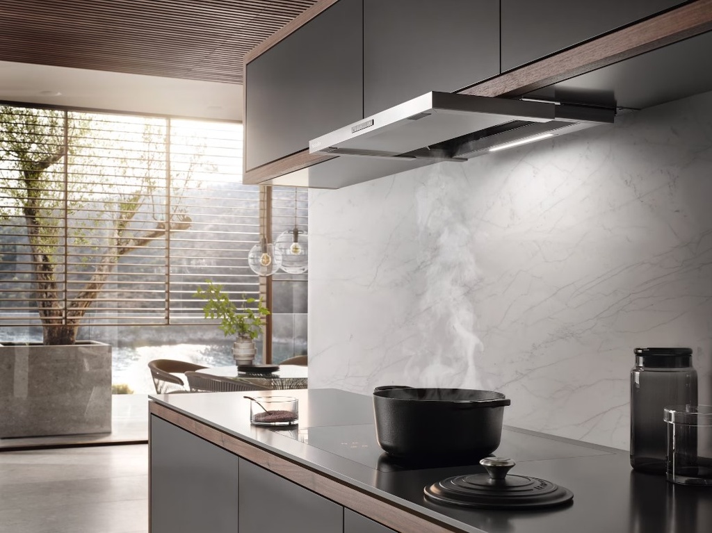 Miele DAS 2620, campana extractora plana, control EasySwitch, CleanCover, acero inox, clase D
