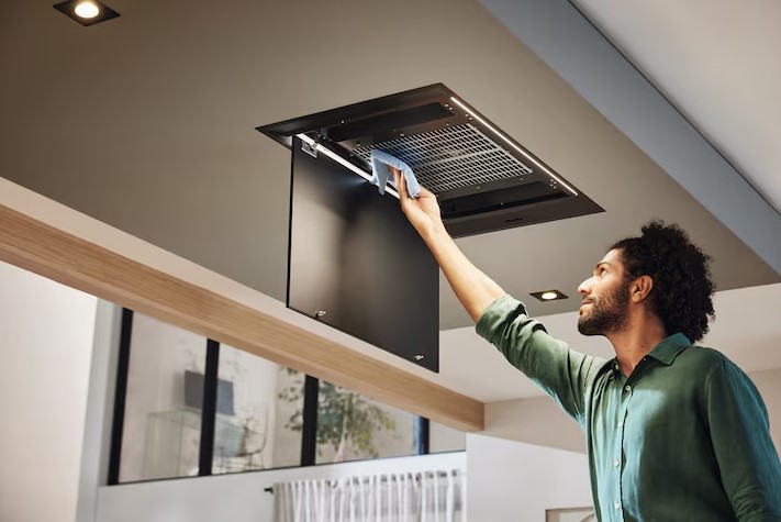 Miele DAS 2620, campana extractora plana, control EasySwitch, CleanCover, acero inox, clase D