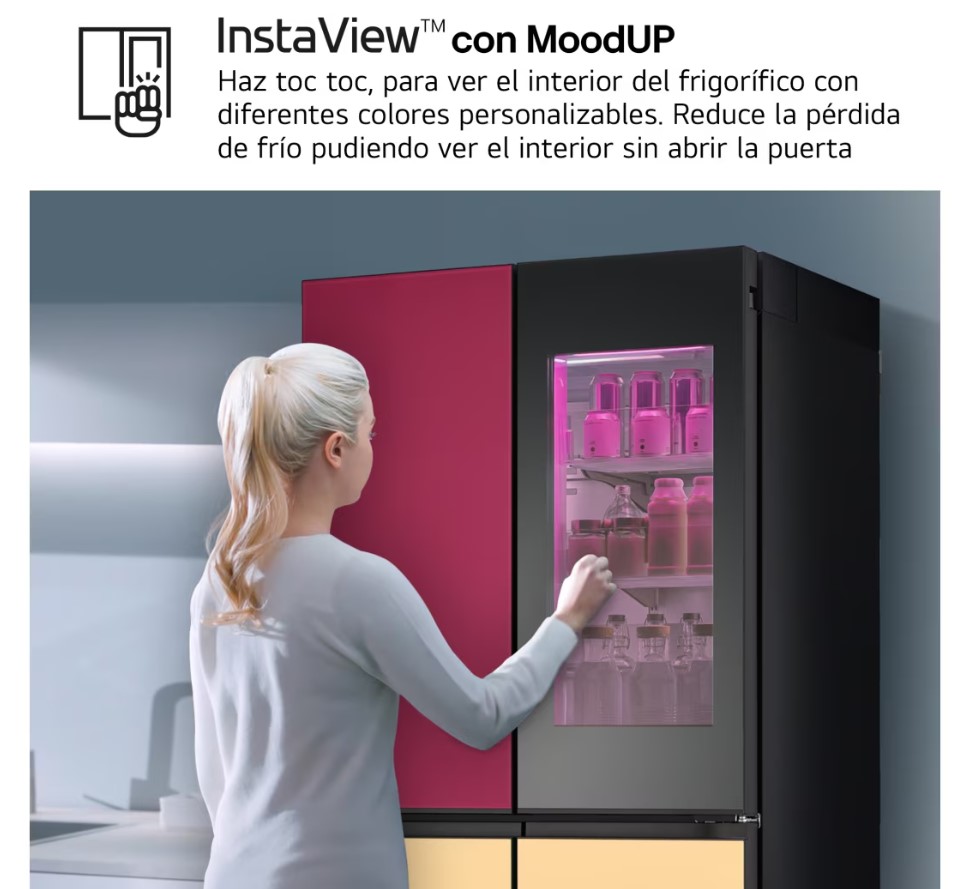 LG GMV960NNME, frigorífico americano combi, Intaview MoodUp, Door Cooling+, 1,86m, multicolor, clase E