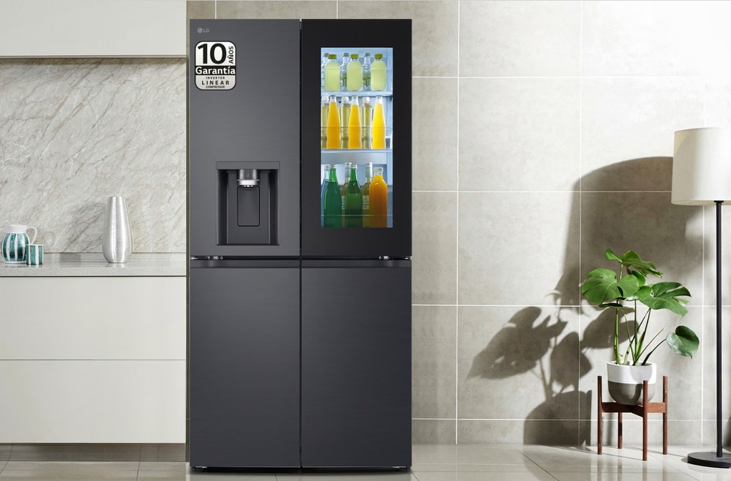 LG GMG961EVKE, frigorífico americano combi, InstaView, negro, clase E