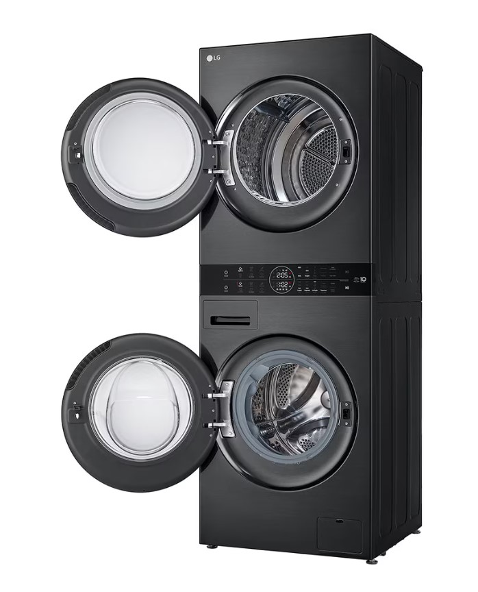 LG WT1210BBF, torre de lavado y secado, 2 en 1, Smart Pairing, TurboWash, 12/10kg, clase A/A+++