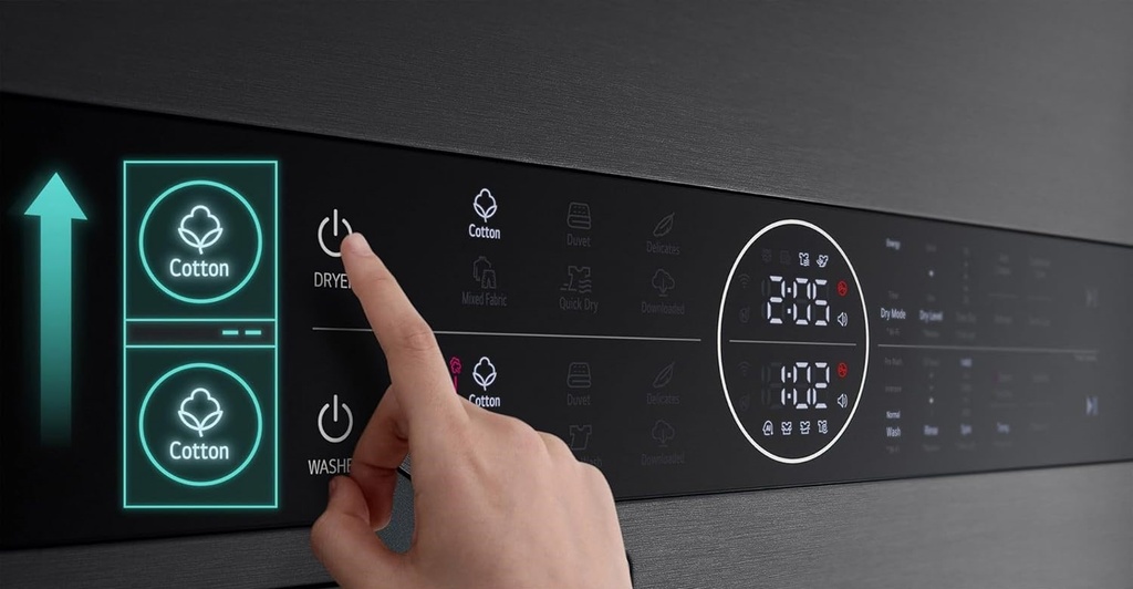 LG WT1210BBF, torre de lavado y secado, 2 en 1, Smart Pairing, TurboWash, 12/10kg, clase A/A+++