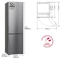 LG GBP62PZNAC, frigorífico combi, Door Cooling+, NatureFRESH, inox, serie P-600, clase A