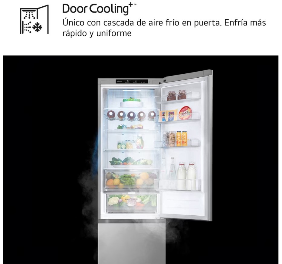 LG GBV3200CPY, frigorífico combi, No Frost, 2,03x60, DoorCooling+™, MetalFresh™, inox antihuellas, clase C