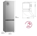 LG GBV3200CPY, frigorífico combi, No Frost, 2,03x60, DoorCooling+™, MetalFresh™, inox antihuellas, clase C