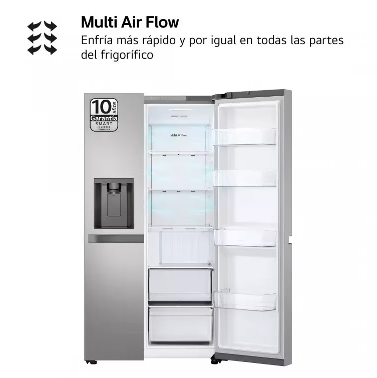 LG GSLC40PYPE, frigorífico americano combi, Side By side, AirFlow, inox, serie 400, clase E