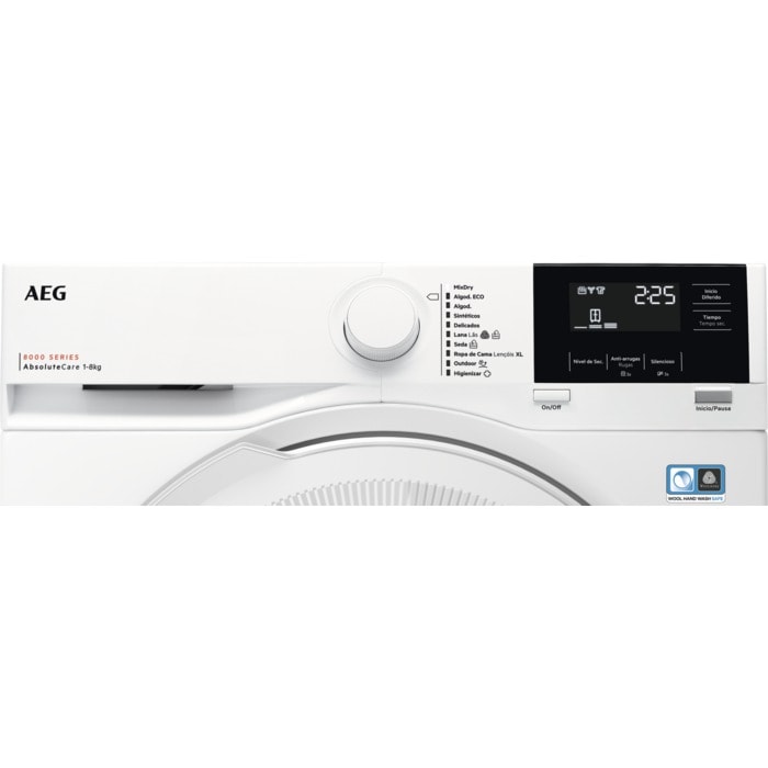 AEG TR818A2OB, Secadora bomba de calor  8 kg, 10 programas, SensiDry, MixDry, blanco, serie 8000, clase A+++