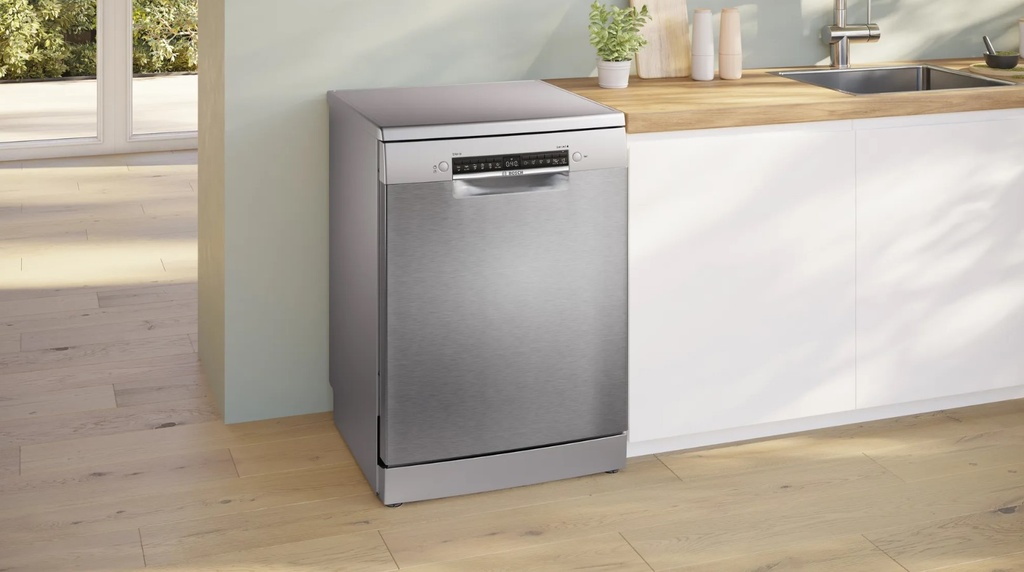 Bosch SMS4HTI00E, lavavajillas de libre instalación, 60 cm, acero inoxidable, serie 4, clase D