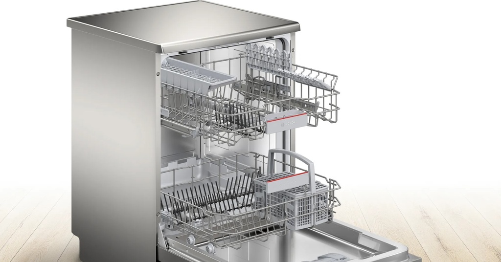 Bosch SMS4HTI00E, lavavajillas de libre instalación, 60 cm, acero inoxidable, serie 4, clase D