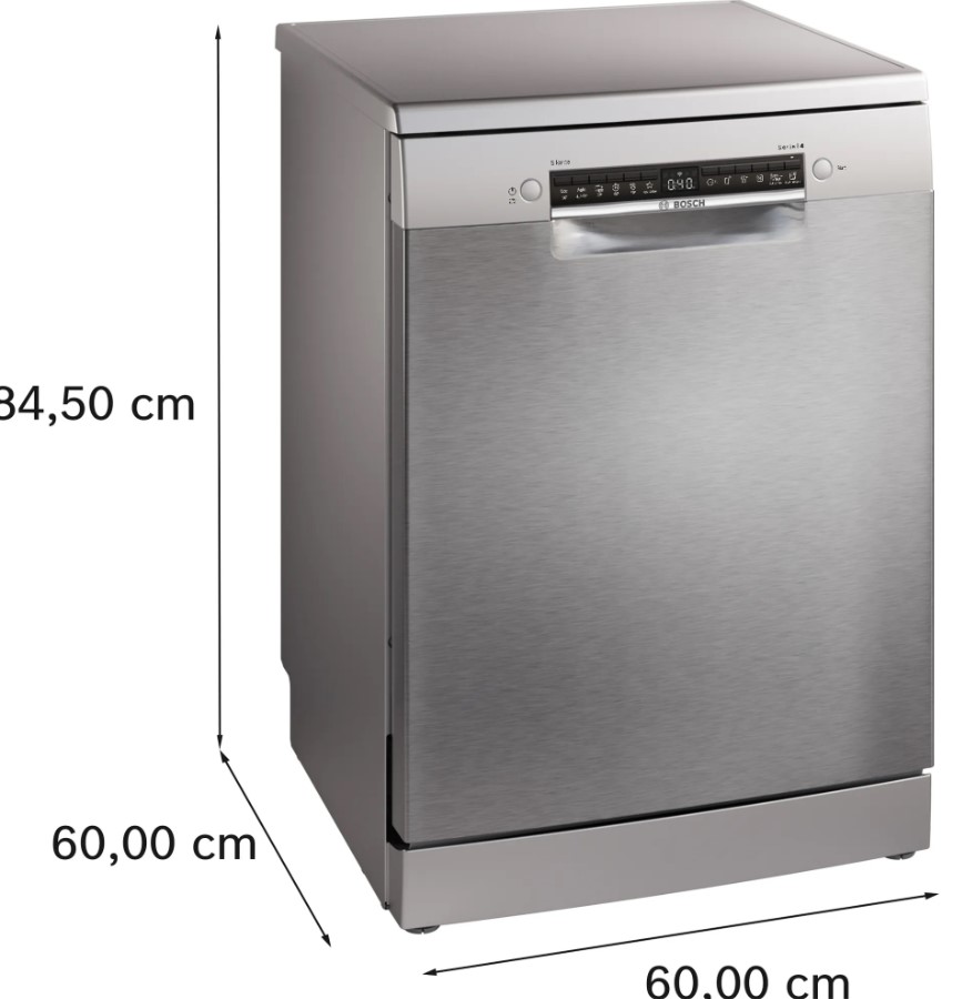 Bosch SMS4HTI00E, lavavajillas de libre instalación, 60 cm, acero inoxidable, serie 4, clase D