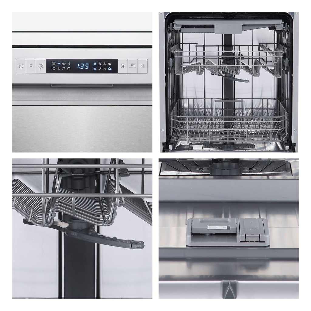 Hisense HS623D10X, lavavajillas libre instalación, 3ª bandeja cubierto, inoxidable, clase E