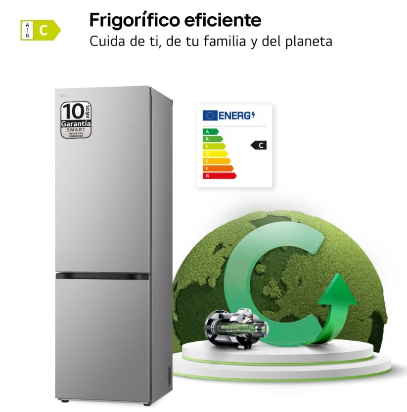 LG GBV3100CPY, frigorífico combi, Door Cooling+, 186cm, serie 300, inox, clase C