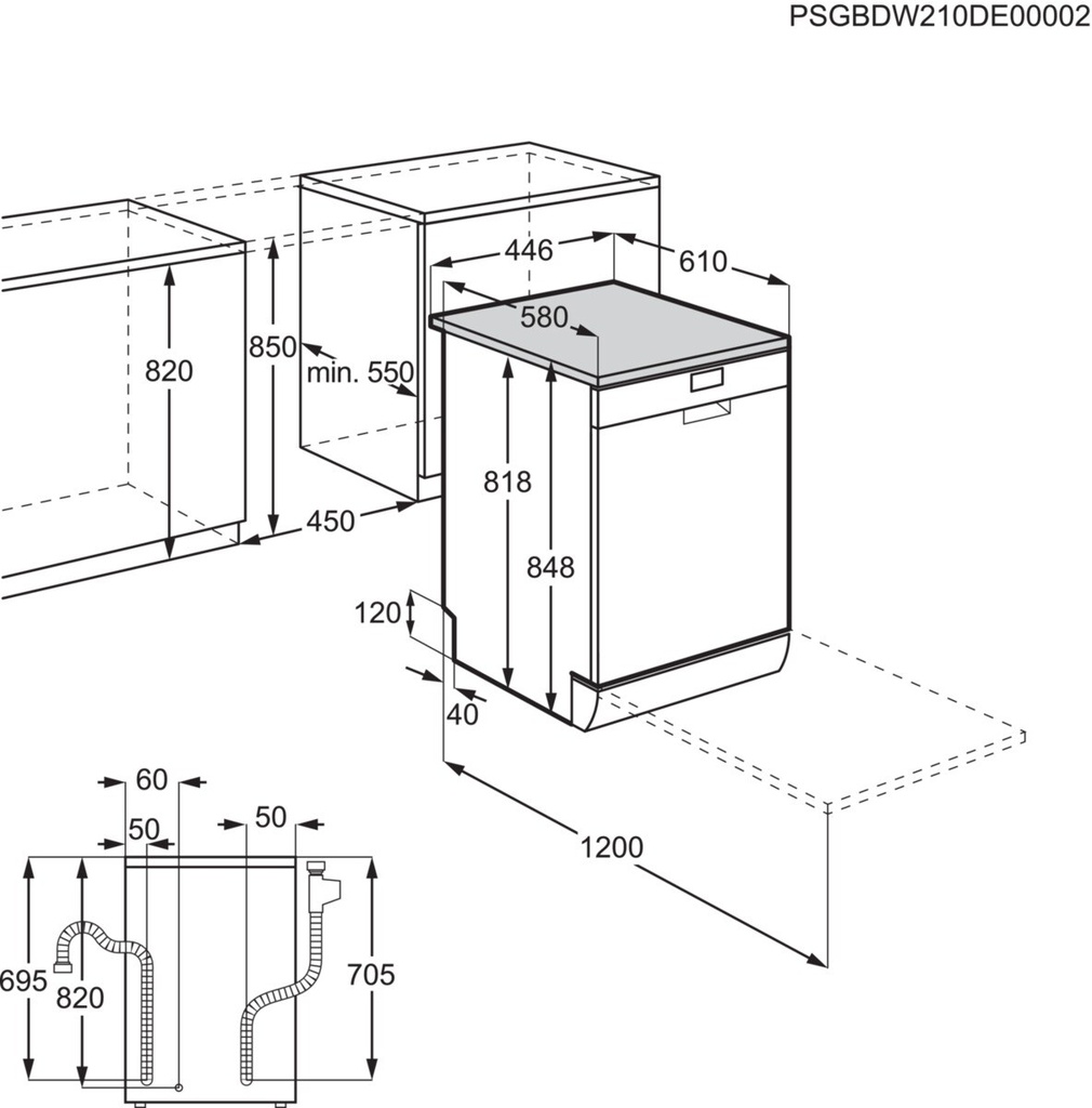 AEG FFB62427ZM, lavavajillas libre instalación, 45cm, SatelliteClean, inox, serie 6000, clase E