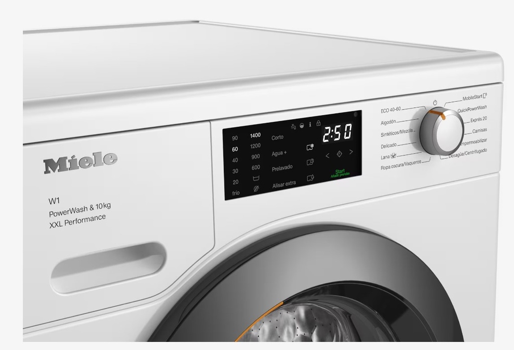 Miele WCK 360, lavadora de carga frontal, PowerWash, 10kg, 1400rpm, blanco loto, clase A