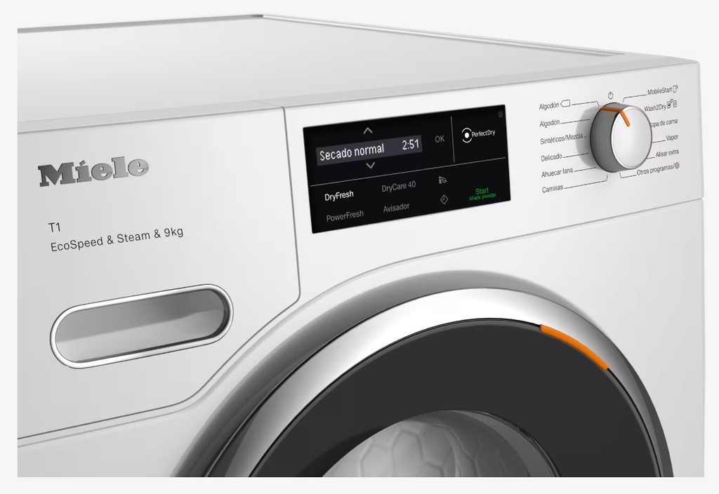 Miele TWL 780 WP, secadora de bomba de calor, SteamFinish, EcoDry, PerfectDry, 9kg, blanco loto, clase A+++