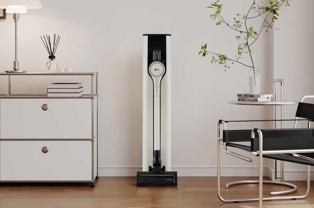 LG A9T PRIME1C, aspirador escoba, todo en 1, 260w de succión, sistema autovaciado, blanco y negro