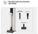 LG A9T PRIME1C, aspirador escoba, todo en 1, 260w de succión, sistema autovaciado, blanco y negro