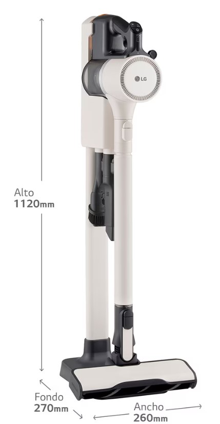 LG A9K Lite1C, aspirador escoba, 220w succión, sistema de compresión de polvo, filtro HEPA, blanco