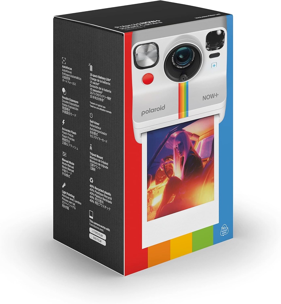 Polaroid NOW+ Gen 2, Cámara Instantánea, Conexión smartphone, enfoque auto, sistema flash,  recargable, disparador auto