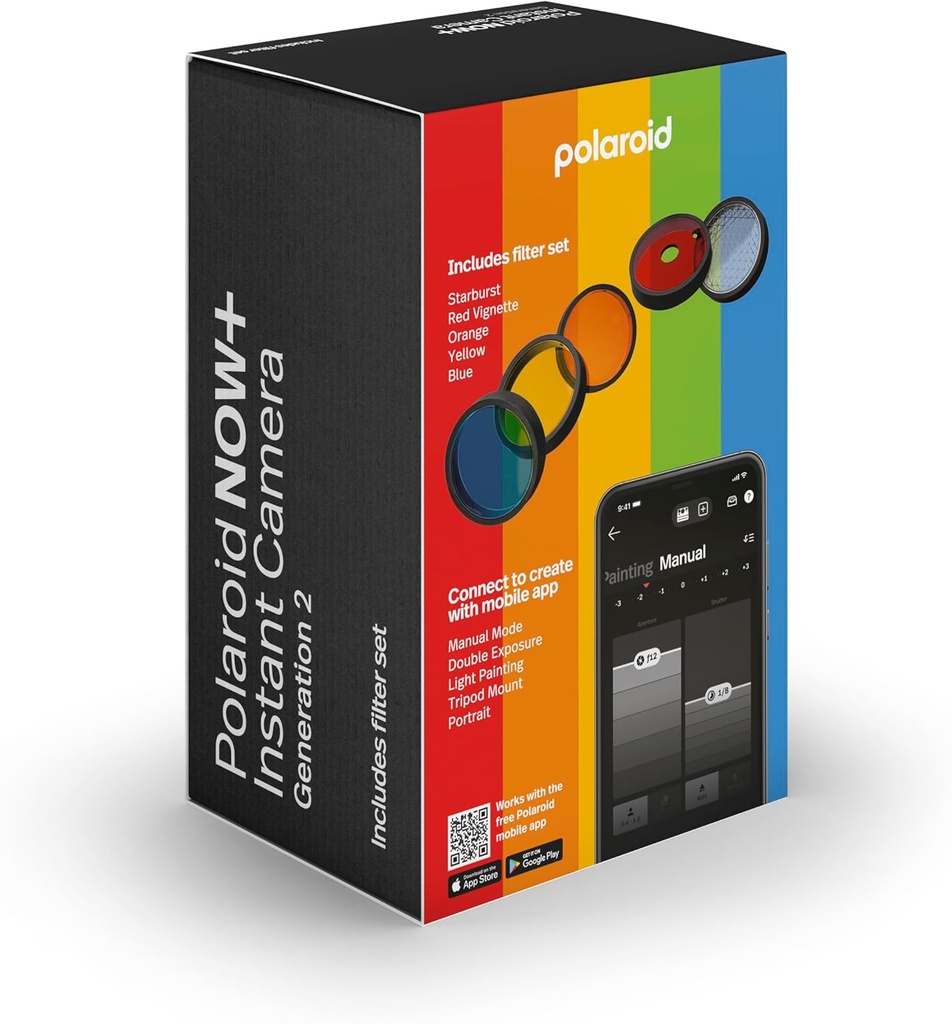 Polaroid NOW+ Gen 2, Cámara Instantánea, Conexión smartphone, enfoque auto, sistema flash,  recargable, disparador auto