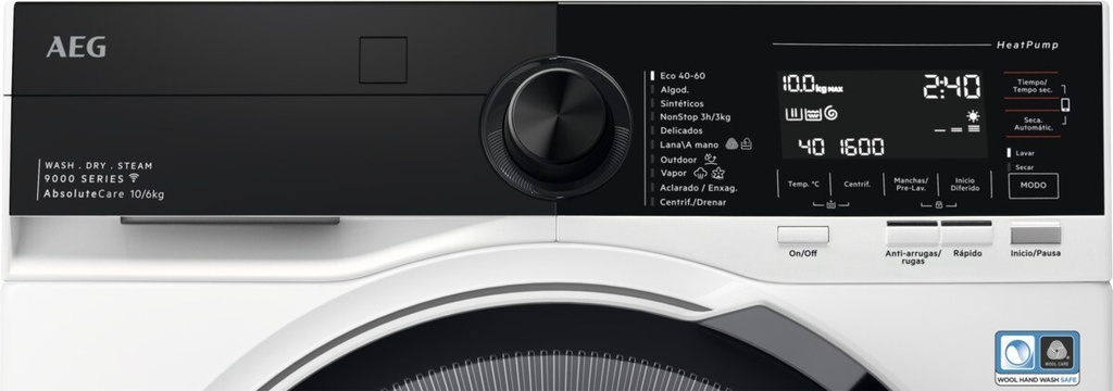 AEG LWR9816O5X, lavaseca, libre instalación, AbsoluteCare, 9kg, serie 9000, clase A