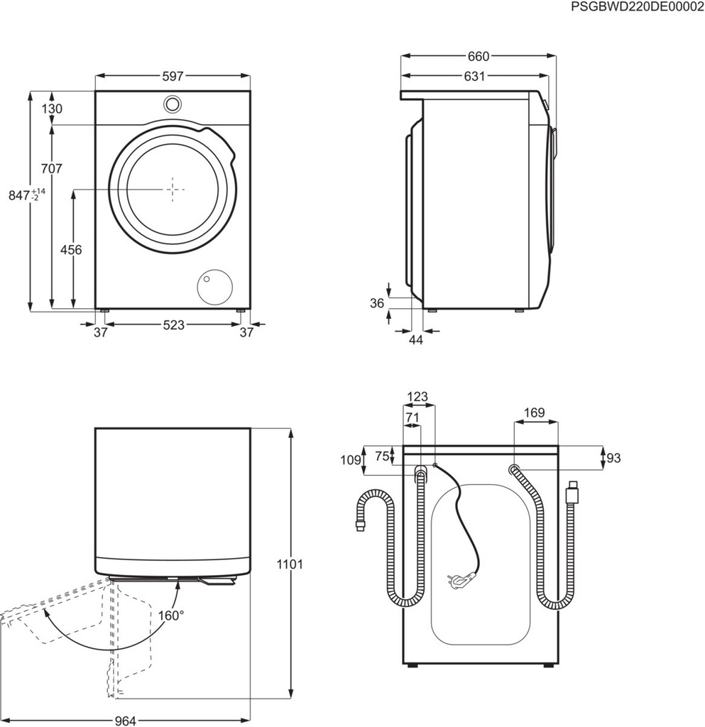 AEG LWR9816O5X, lavaseca, libre instalación, AbsoluteCare, 9kg, serie 9000, clase A