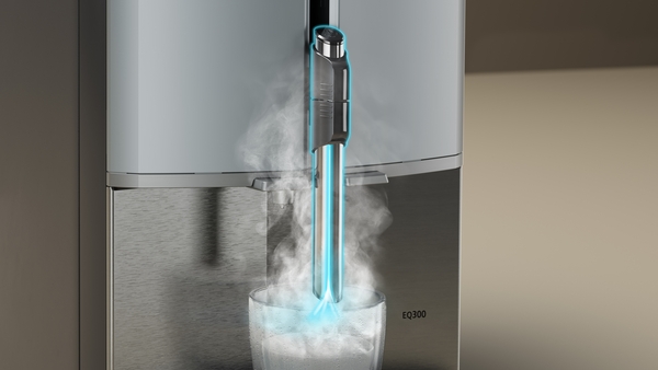 Siemens TF303E07, cafetera superautomática, EQ300, acero inoxidable metálico, depósito de agua extraíble