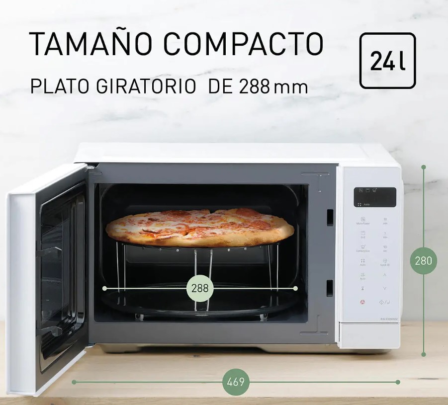Panasonic NN-K35NWMEPG, horno microondas con grill, 24 litros, 900w, blanco