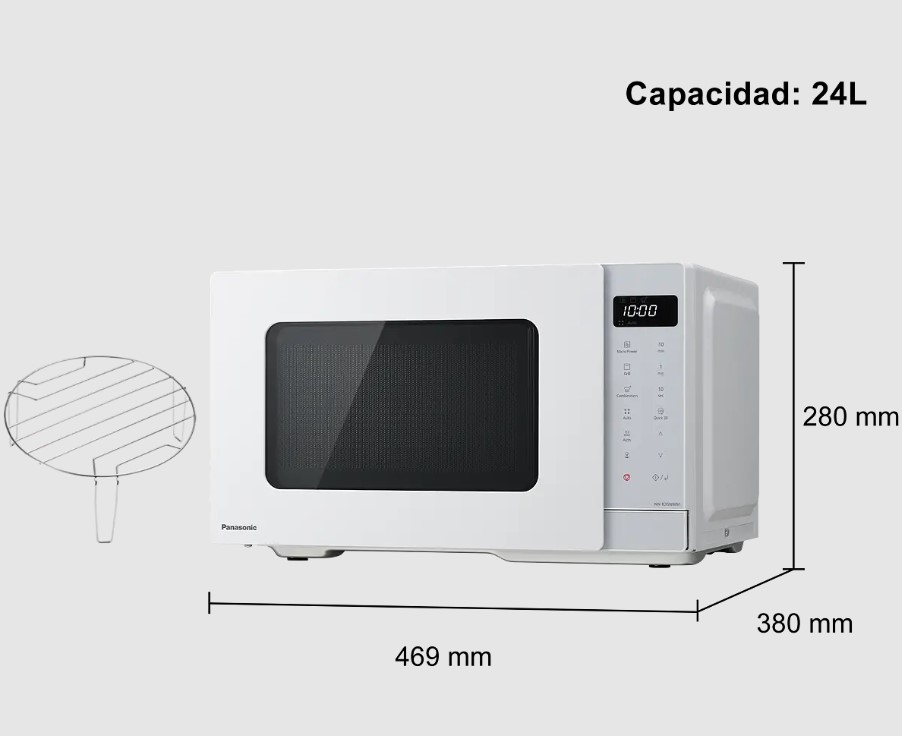 Panasonic NN-K35NWMEPG, horno microondas con grill, 24 litros, 900w, blanco