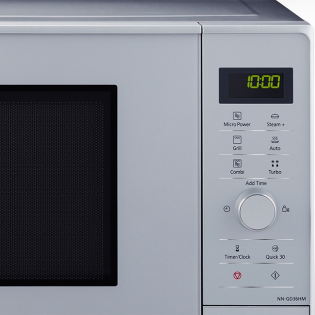 Panasonic NN-GD36HMSUG, horno microondas inverter con grill, 1000w, 23l, 17 programas automáticos, color plata