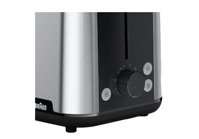 Braun HT101BI, tostadora, 900w, 2 rebanadas, 8 niveles de tostado, inox