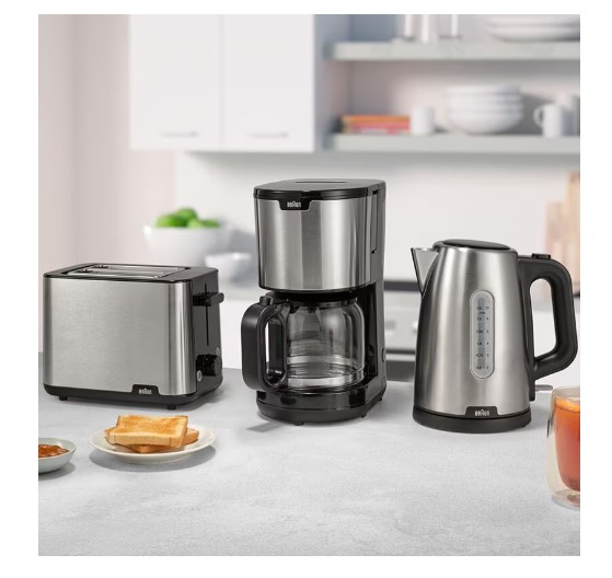 Braun HT101BI, tostadora, 900w, 2 rebanadas, 8 niveles de tostado, inox