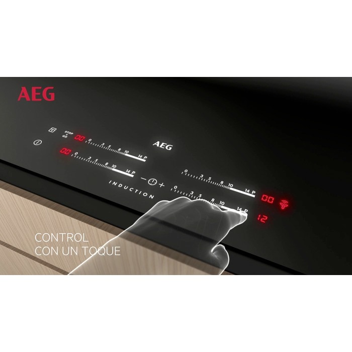 AEG IAE84881FB, placa de inducción, 4 zonas, SensePro, Hob2Hood, bizona, serie 9000