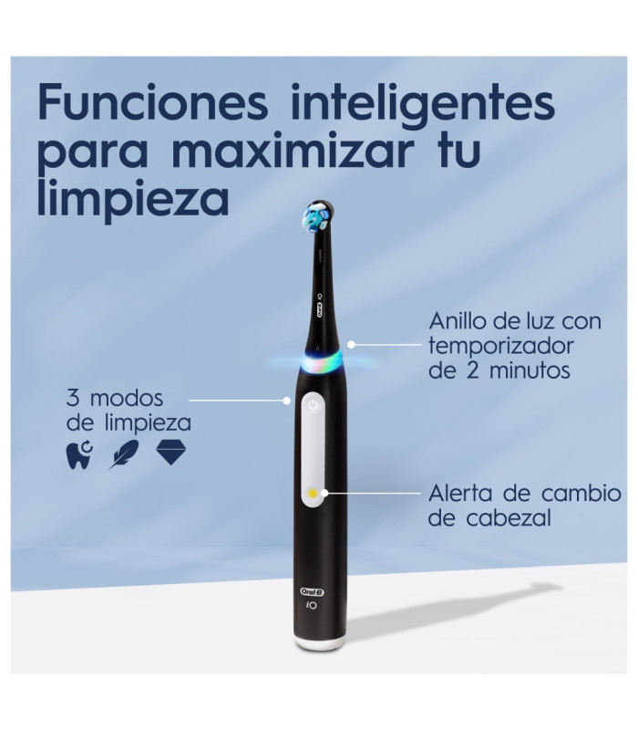 Oral-B iO3, cepillo eléctrico negro, con funda de viaje, 2 recambios, Ultimate Clean