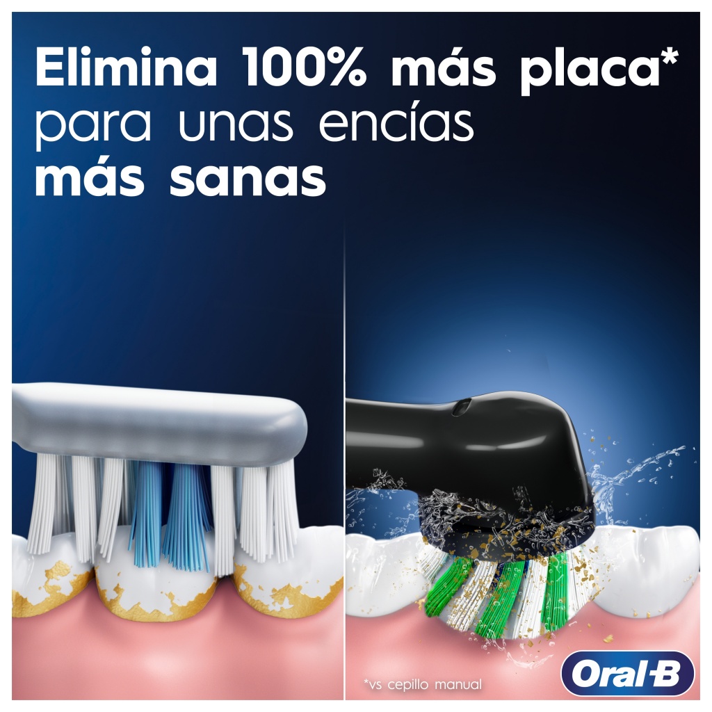 Oral-B Pro series 3, cepillo eléctrico negro, pack regalo 4 recambios Cross Action