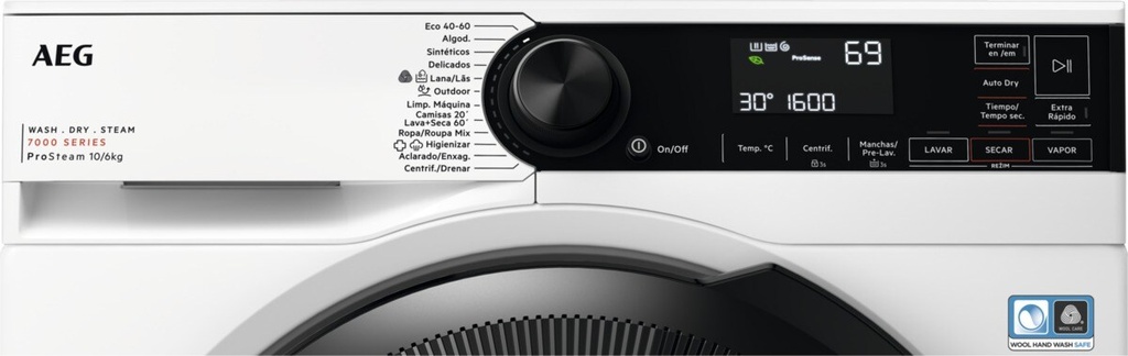 AEG LWR7316O4B, lavadora secadora de libre instalación, ProSteam, 10kg, serie 7000, clase D