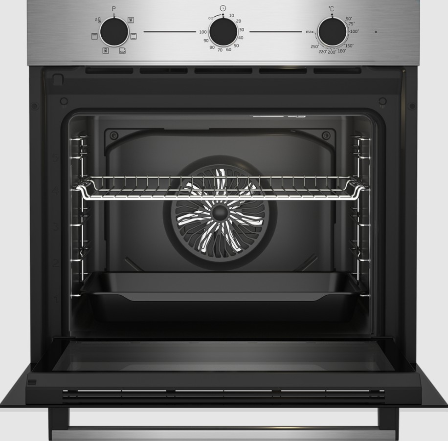Beko BBSE12120XD, pack horno + placa, horno multifunción, 72 l, placa vitrocerámica, 3 zonas, 59 cm, Inox