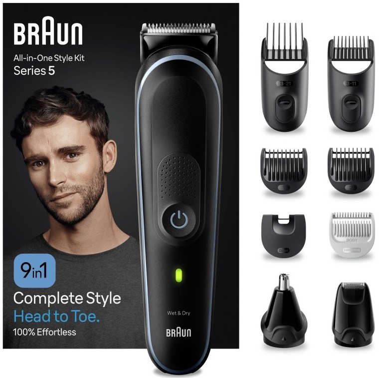Braun MGK5411, afeitadora multifunción, 9 en 1, series 5, negra