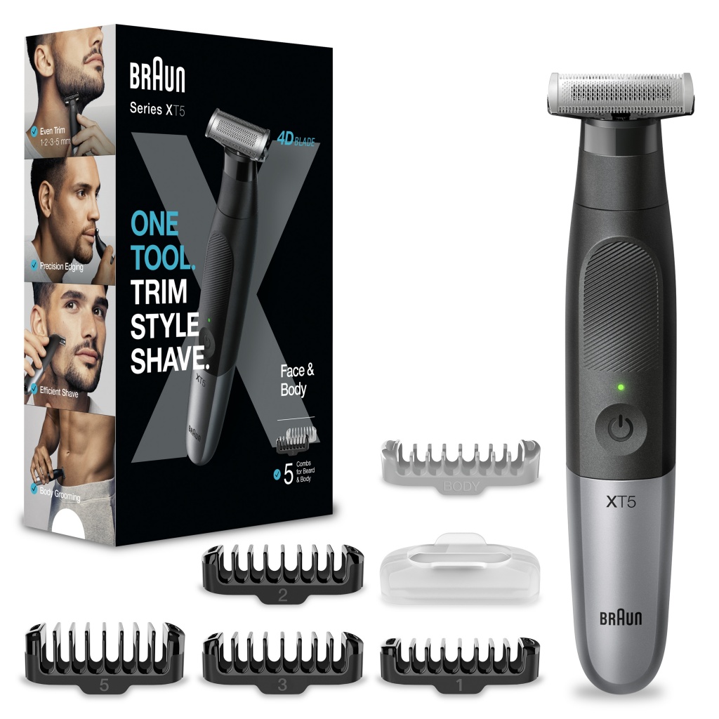 Braun XT 5100, afeitadora y recortadora, face & body, 5 posiciones, resistente al agua, serie X, color negro
