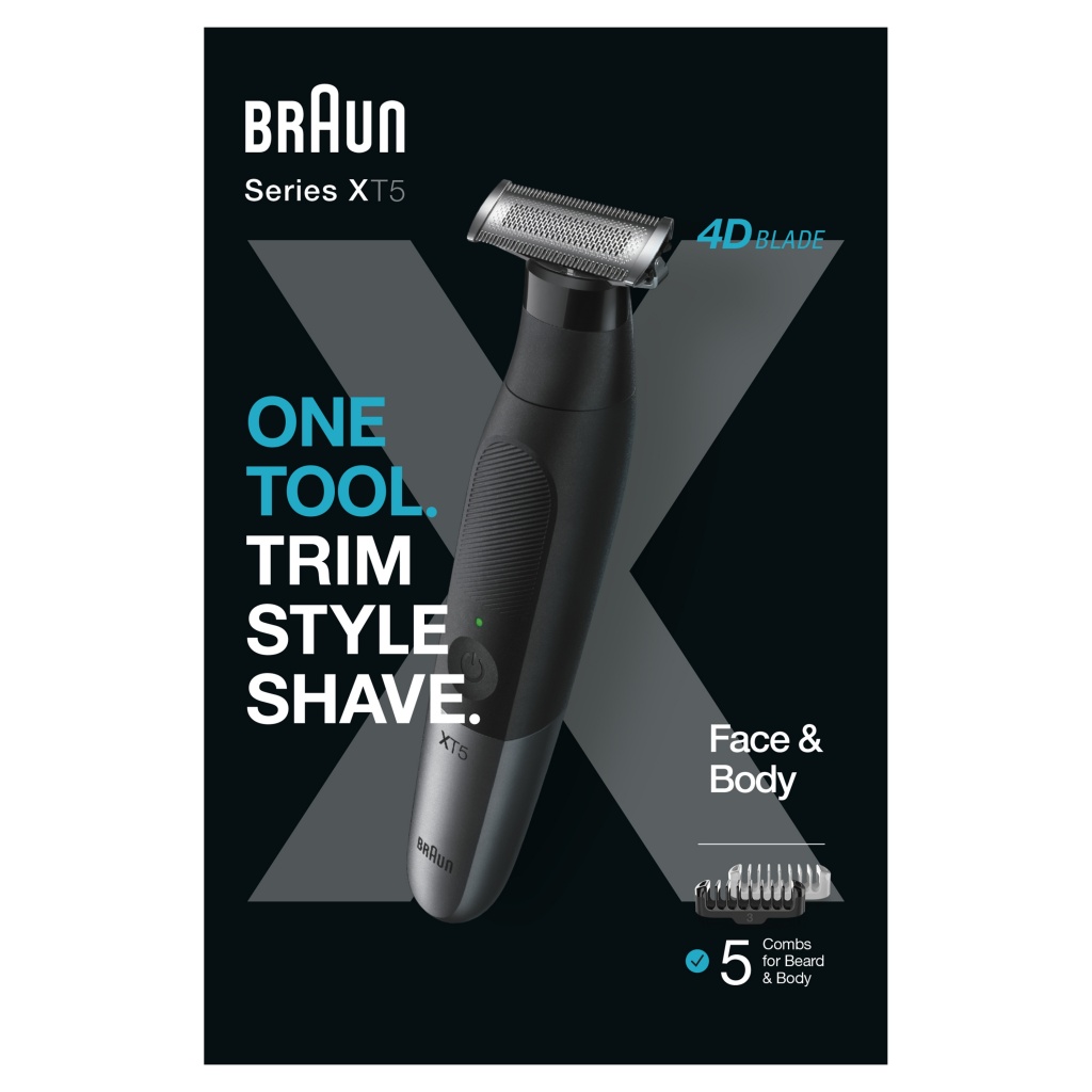 Braun XT 5100, afeitadora y recortadora, face & body, 5 posiciones, resistente al agua, serie X, color negro