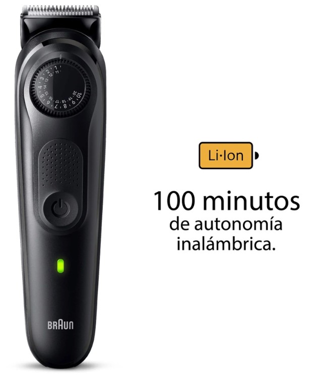 Braun BT5420, afeitadora eléctrica, 40 ajustes de longitud, 4 accesorios, series 5, negro