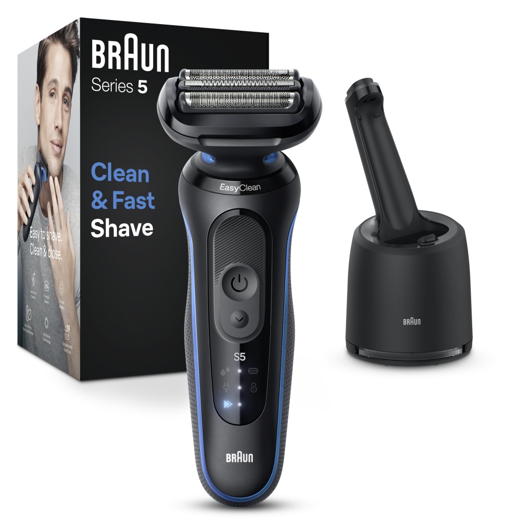 Braun 52-B7000CC, afeitadora eléctrica en seco y en mojado, centro de limpieza SmartCare Clean & Charge, resistente al agua, color azul